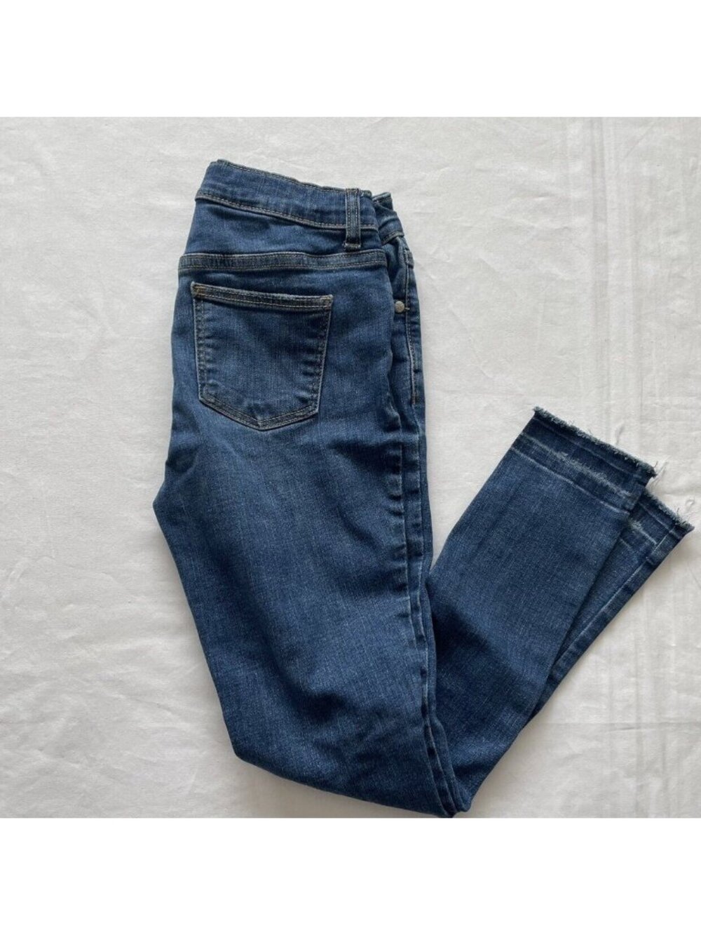 Distressed Blue Art Class Girls Jeans With Raw Hem Size 12 Slim Fit Denim